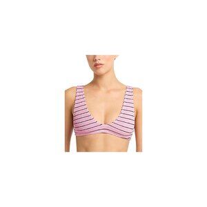 NWT bond-eye Womens Scout Cropped Bikini Swim Top Pastel Pink Stripe One Size